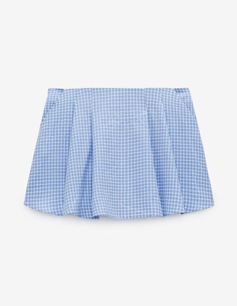 Gingham pleated skort