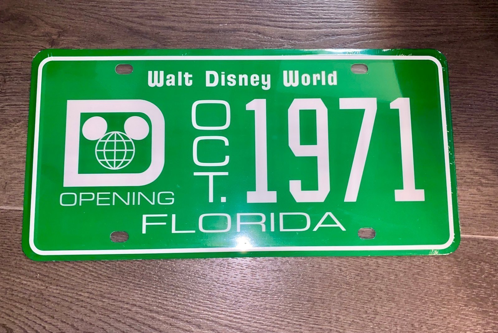Green Replica License Plate from WALT DISNEY WORLD 50TH ANNIVERSARY BOX *RARE