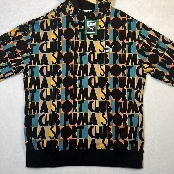 PUMA MEN HC ALLOVER PRINT SHORT SLEEVE HOODIE- NWT-Men medium