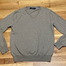 J.Crew Mens Pullover Sweater Gray Cotton Blend V Neck Long Sleeve Tight-Knit S