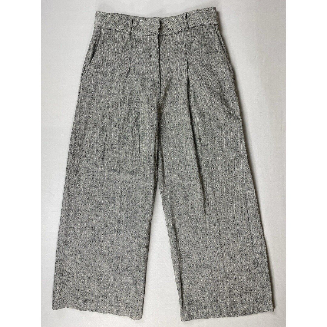 Black Fuchsia Frankie S. Cropped Herringbone Trousers Women’s Large Grey Straigh