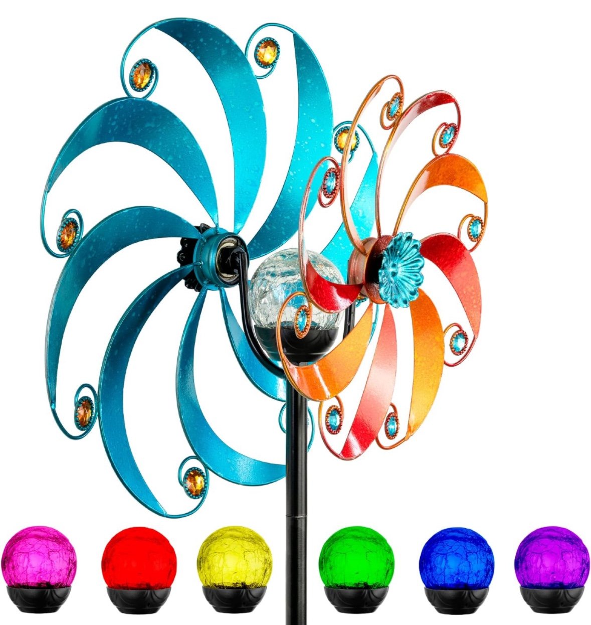 Solar Wind Spinner 56.3 in Outdoor Metal, Solar Wind Spinner Retro Spinner