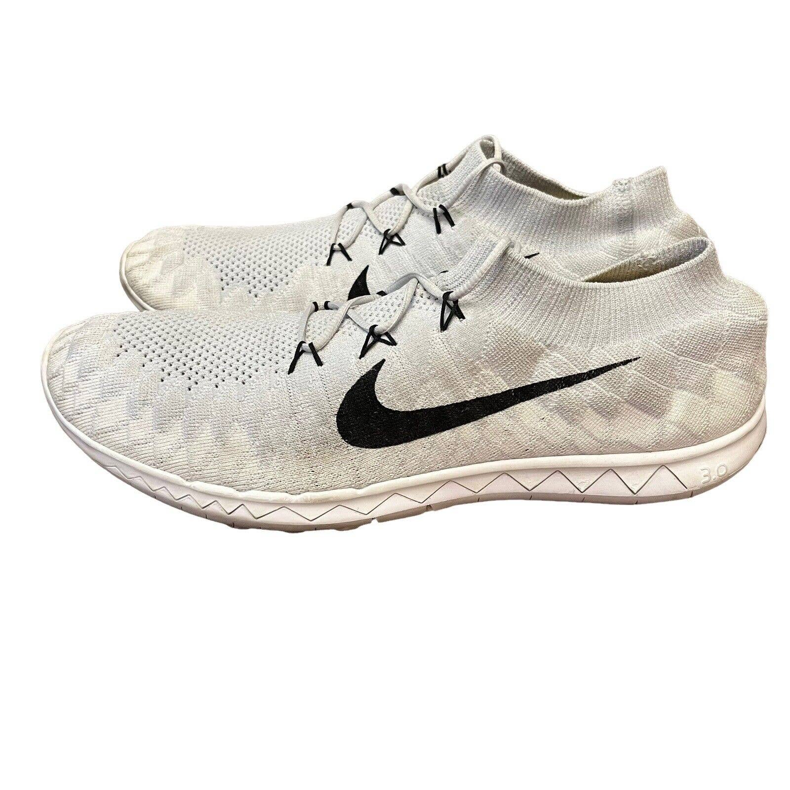 Nike Free 3.0 Flyknit Running Sneakers 636232-001 Wolf Grey Black Mens 12.5