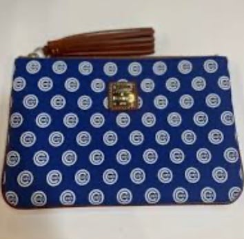 Dooney & Bourke Chicago Cubs Large Wristlet with Tassle pull navy blue