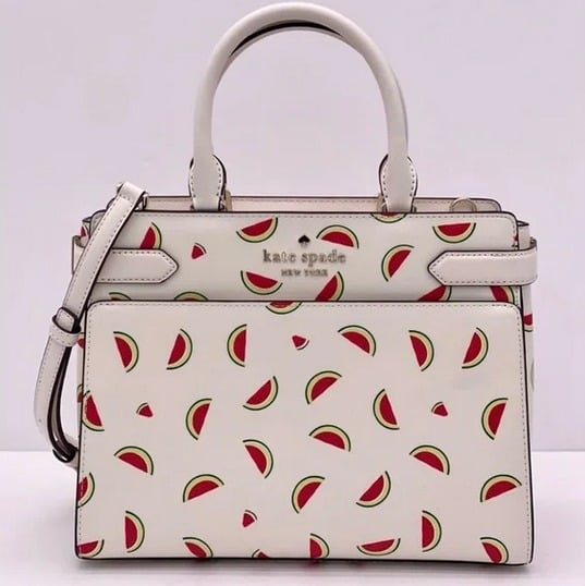 Kate Spade Staci Medium Top Zip Satchel Crossbody Watermelon Cream Multi
