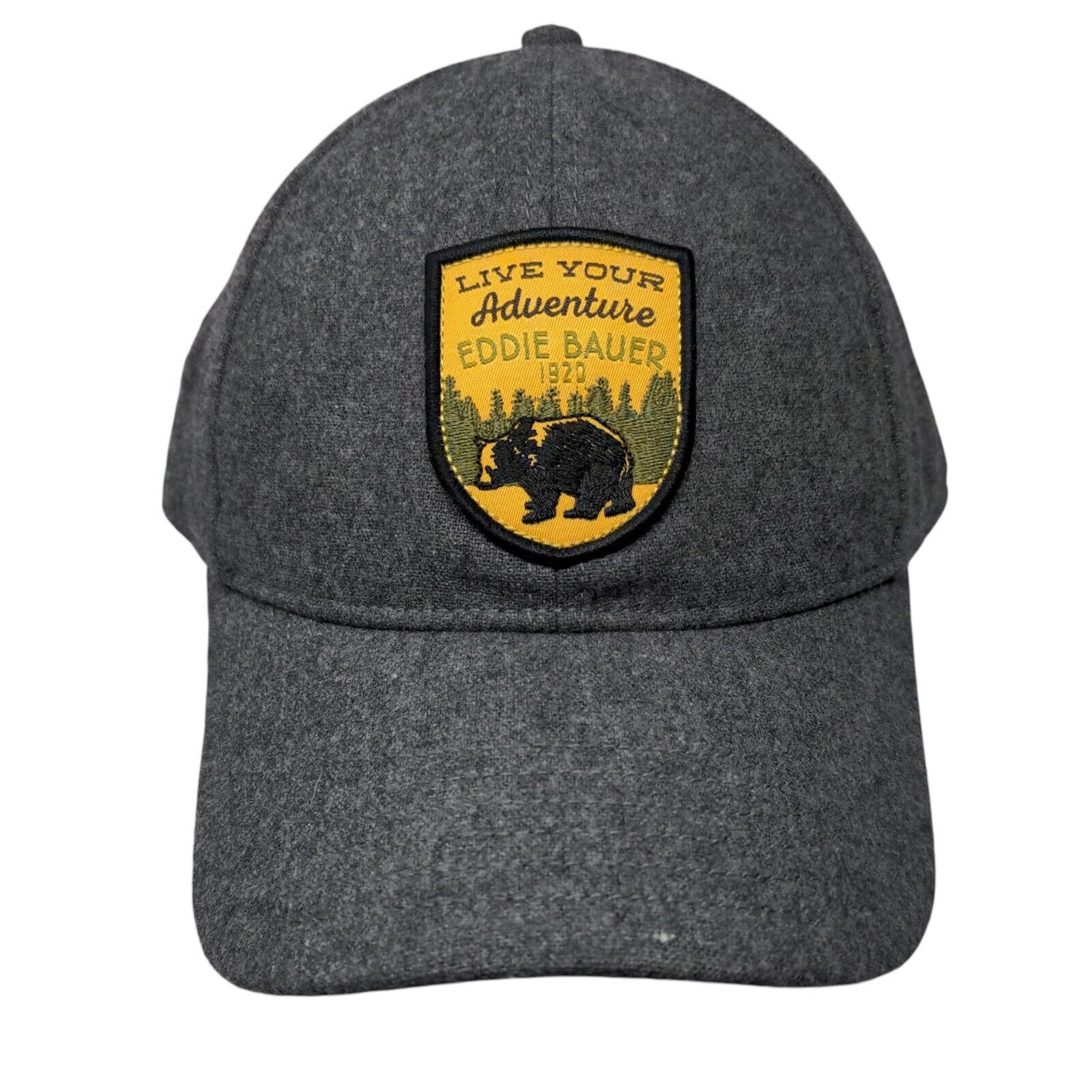 Live Your Adventure Eddie Bauer 1920 Slideback Hat Gray OSFA Adjustable 6 Panel