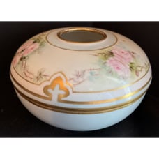 Vintage Limoges France Porcelain Crosses & Roses Hair Collector
