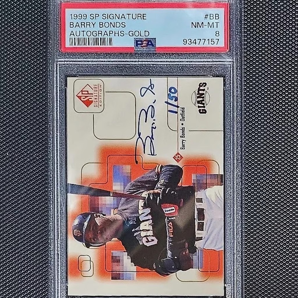 1999 SP Signature Edition Barry Bonds Gold Auto Autograph 1/50 PSA 8 POP 1