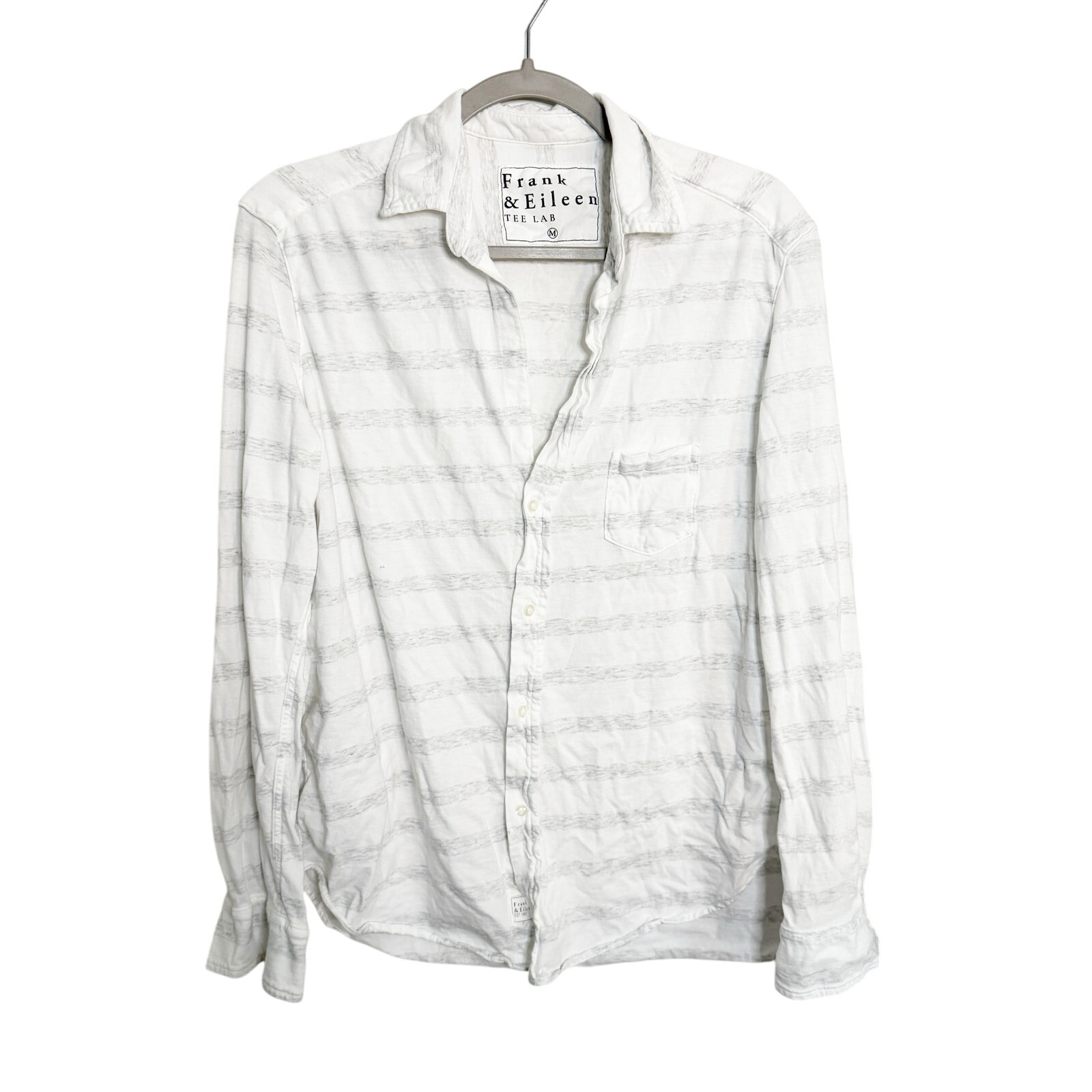Frank & Eileen Tee Lab Long Sleeve Button Down Shirt White Gray Stripe Medium