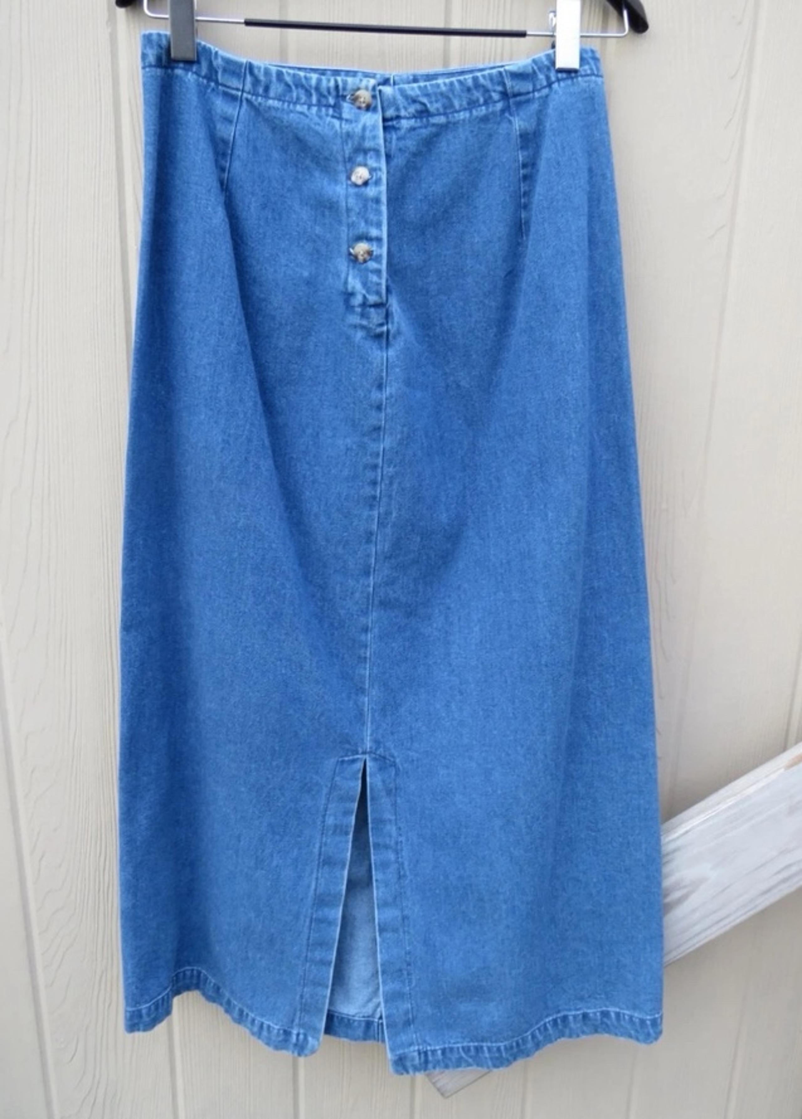 Eddie Bauer Maxi Blue Jean Denim Skirt 100% Cotton Size 12 90s vintage