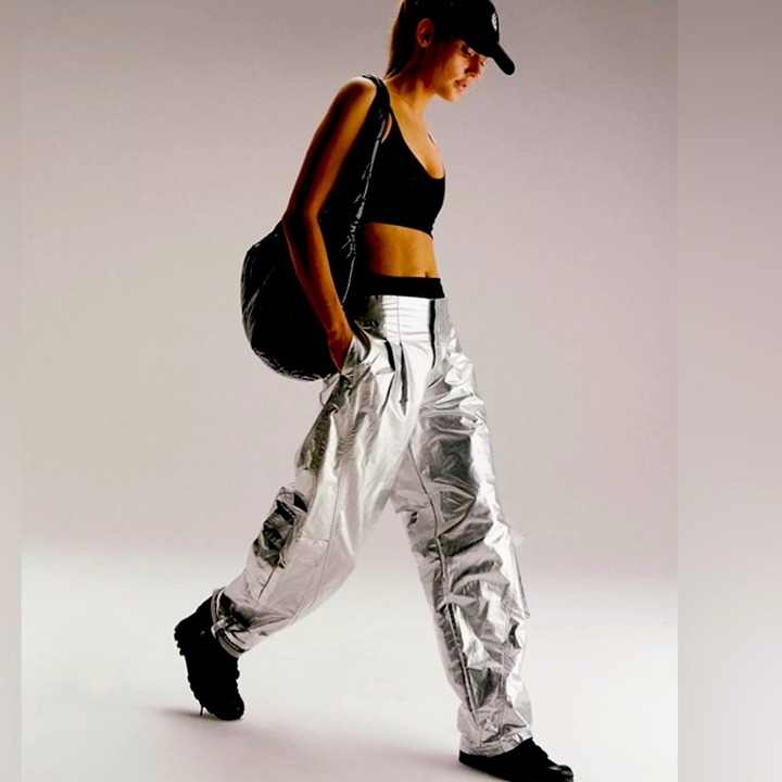 FREE PEOPLE | ✨NEW✨ Mesmerize Me Shine Pants in Silver Combo Medium