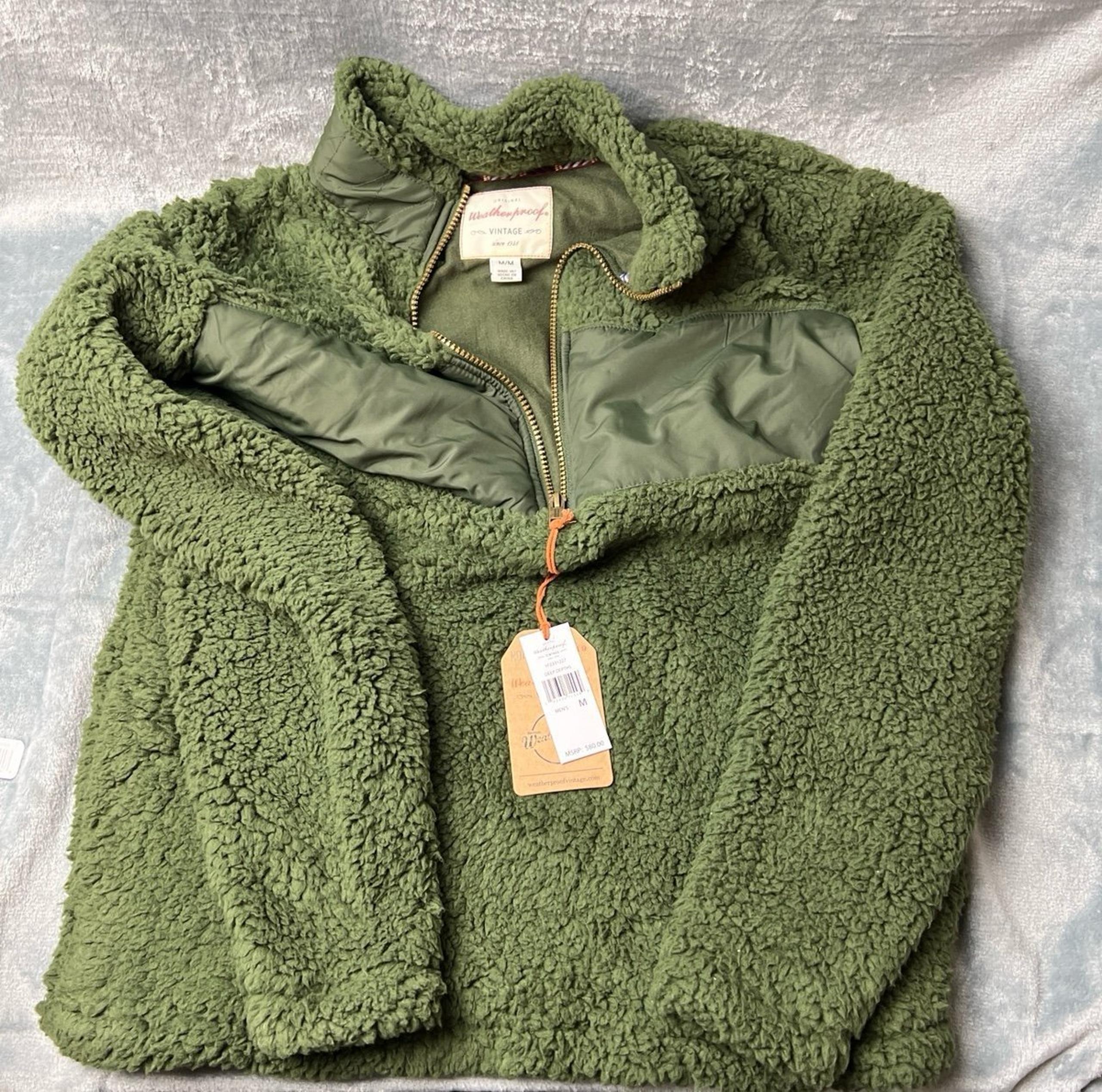 Fleece Jacket - Mens Green Pullover - Weatherproof size medium
