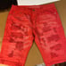 Denim House Mens Red 5 Pocket Design Distressed Classic Denim Shorts Size 38