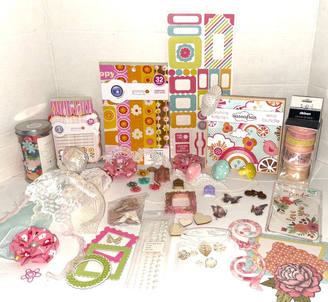 Scrapbooking Kit Sassafras Sunshine Lollipop 6x6 Paper Embellishments Bundle