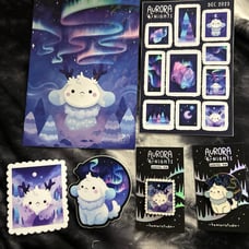 Aurora Nights Patreon exclusive pins and stickers