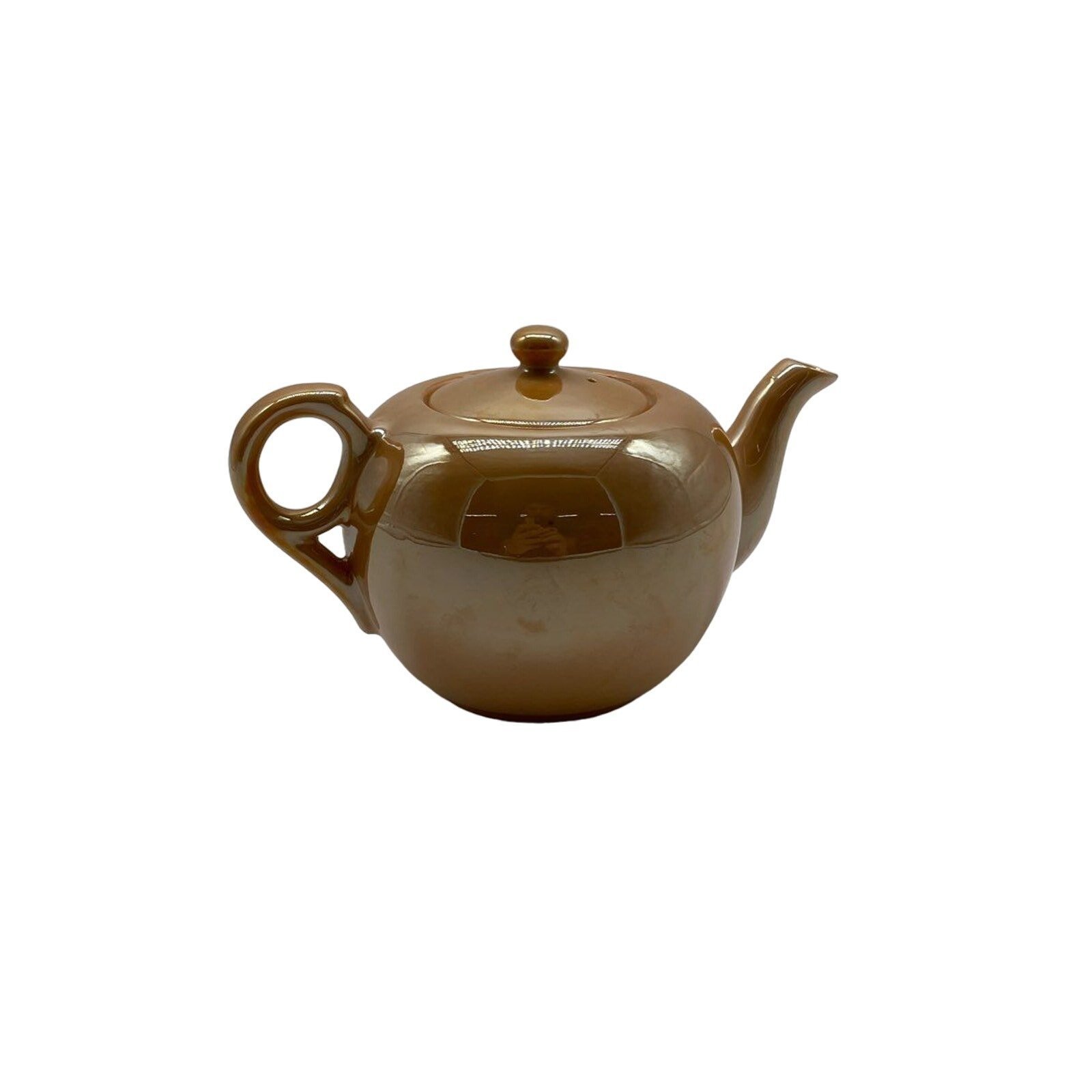Dark Peach Vintage Lusterware Teapot Japan