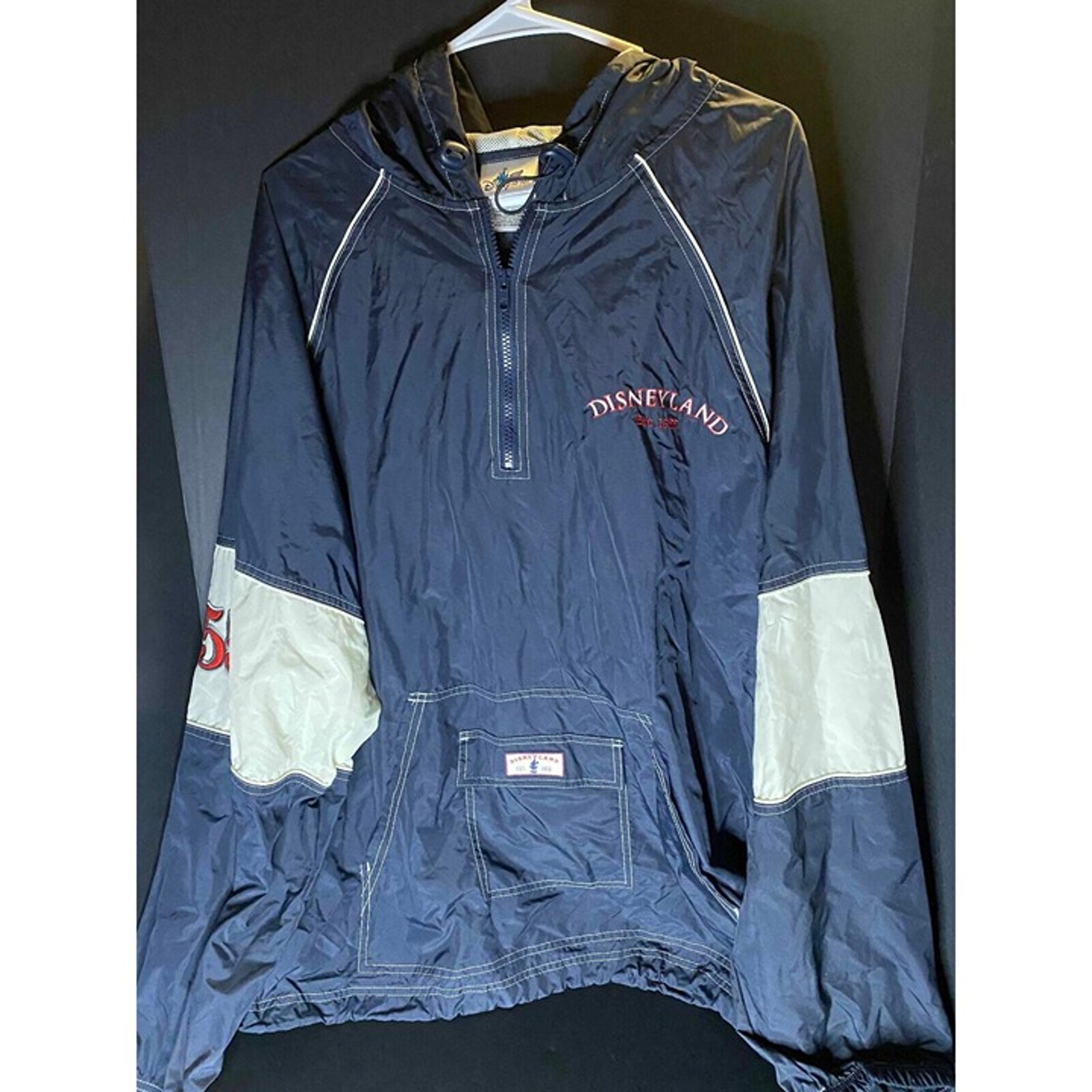 Vintage Disneyland Resort Navy Windbreaker Pullover 1/4 Zip Mens 2XL Jacket Y2K