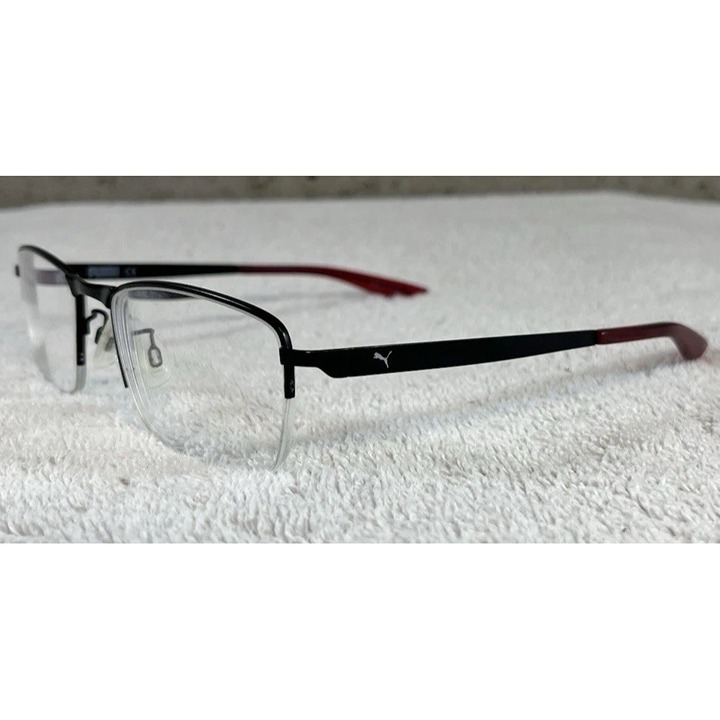 Puma PE00990 Red Metal Half-Rim Rectangular Sport Eyeglasses Frames 54-19-140
