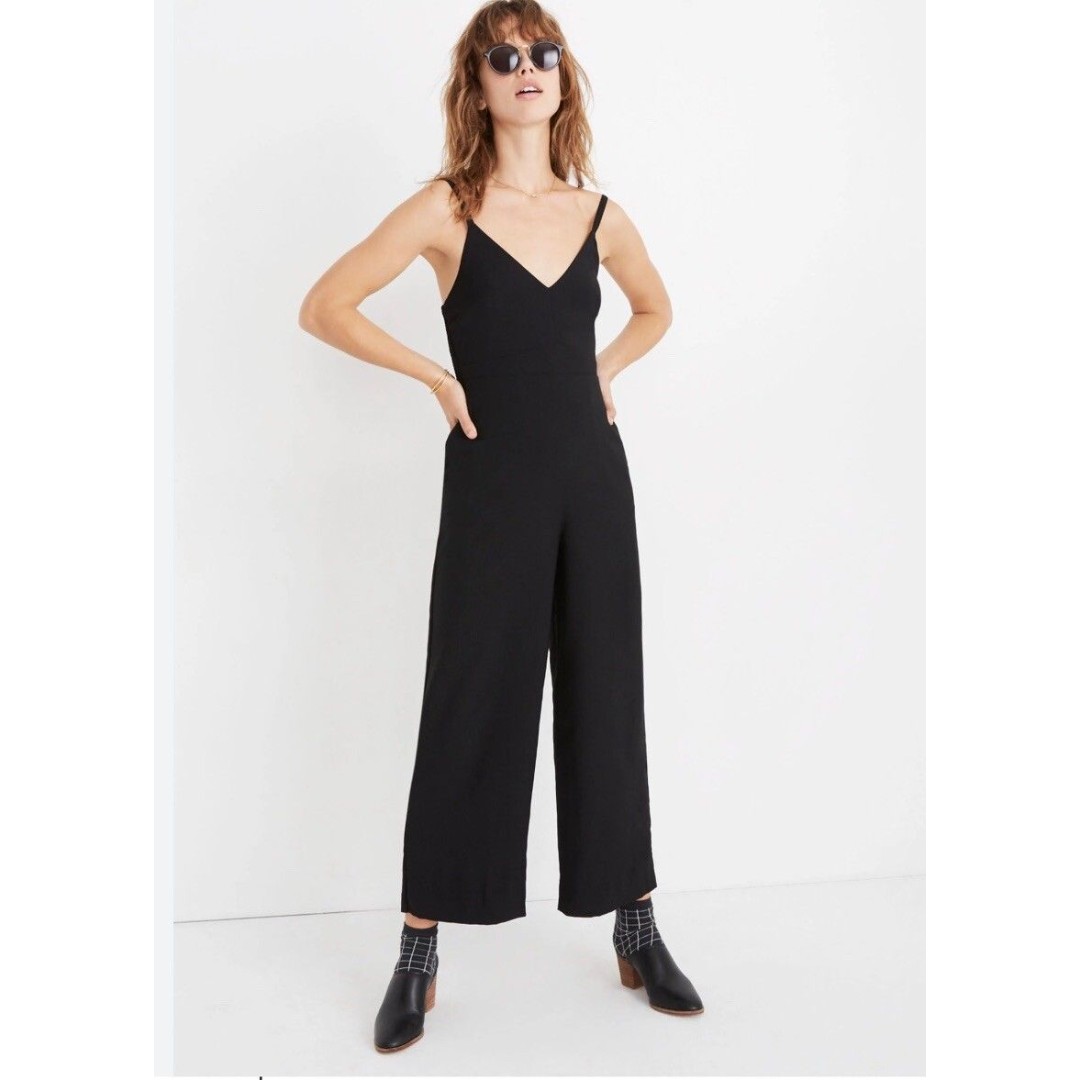 Madewell Thistle Cami Women’s Black Smocked Wide Leg Jumpsuit Plus Size 22