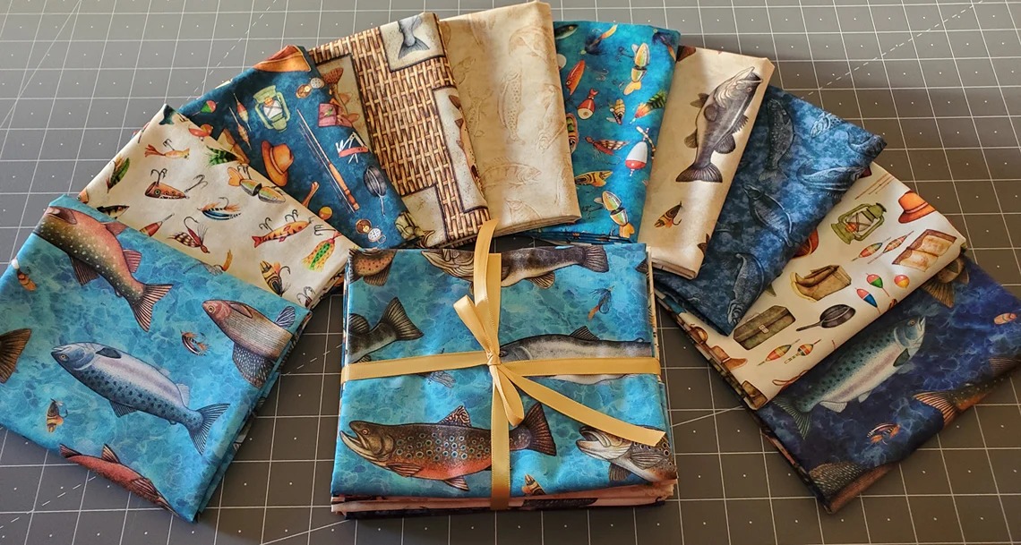 Fish Tails 10 Pc Fish, Fishing Half Yard Fabric Bundle! 100% Cotton•By