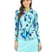 IBKUL Brianna Print Long Sleeve Mesh Mock Neck Top UPF 50 size Small