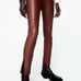 ZARA NWT Sz XS Red/Maroon Faux Leather Leggings Pants NEW BLOGGER'S FAV.