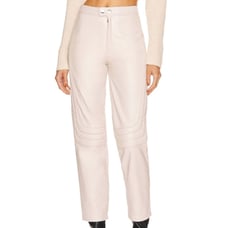 L'ACADEMIE Rue Leather Pant in Bone White 100% Genuine Lamb Leather Small