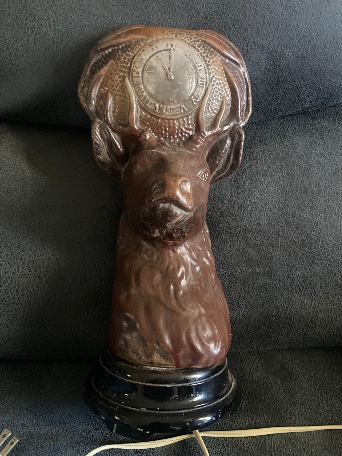Antique 1925 Tiffin glass elk lamp. Still works
