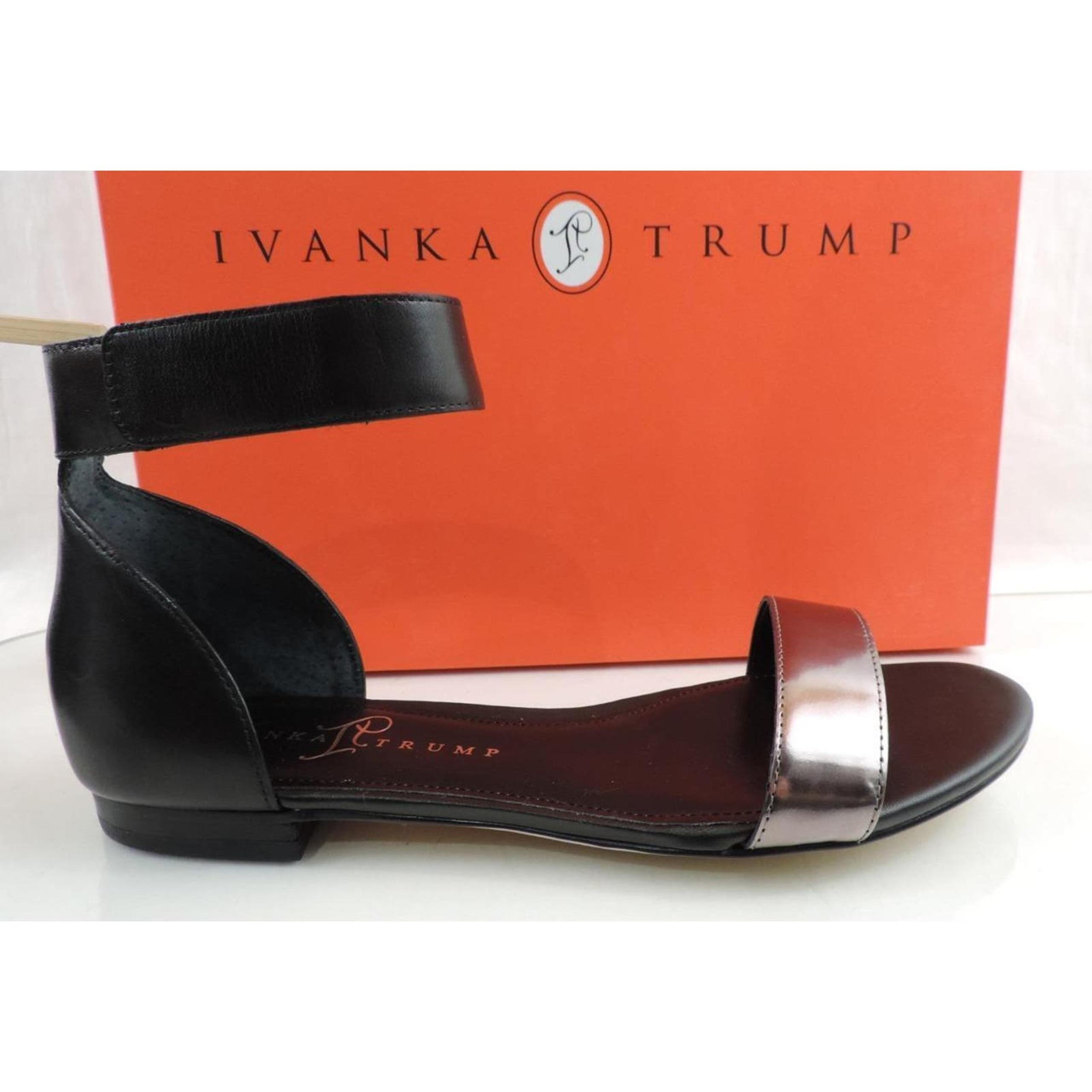 Women's Shoes Ivanka Trump Sunny Ankle Strap Flat Sandals Pewter Multi Size 8