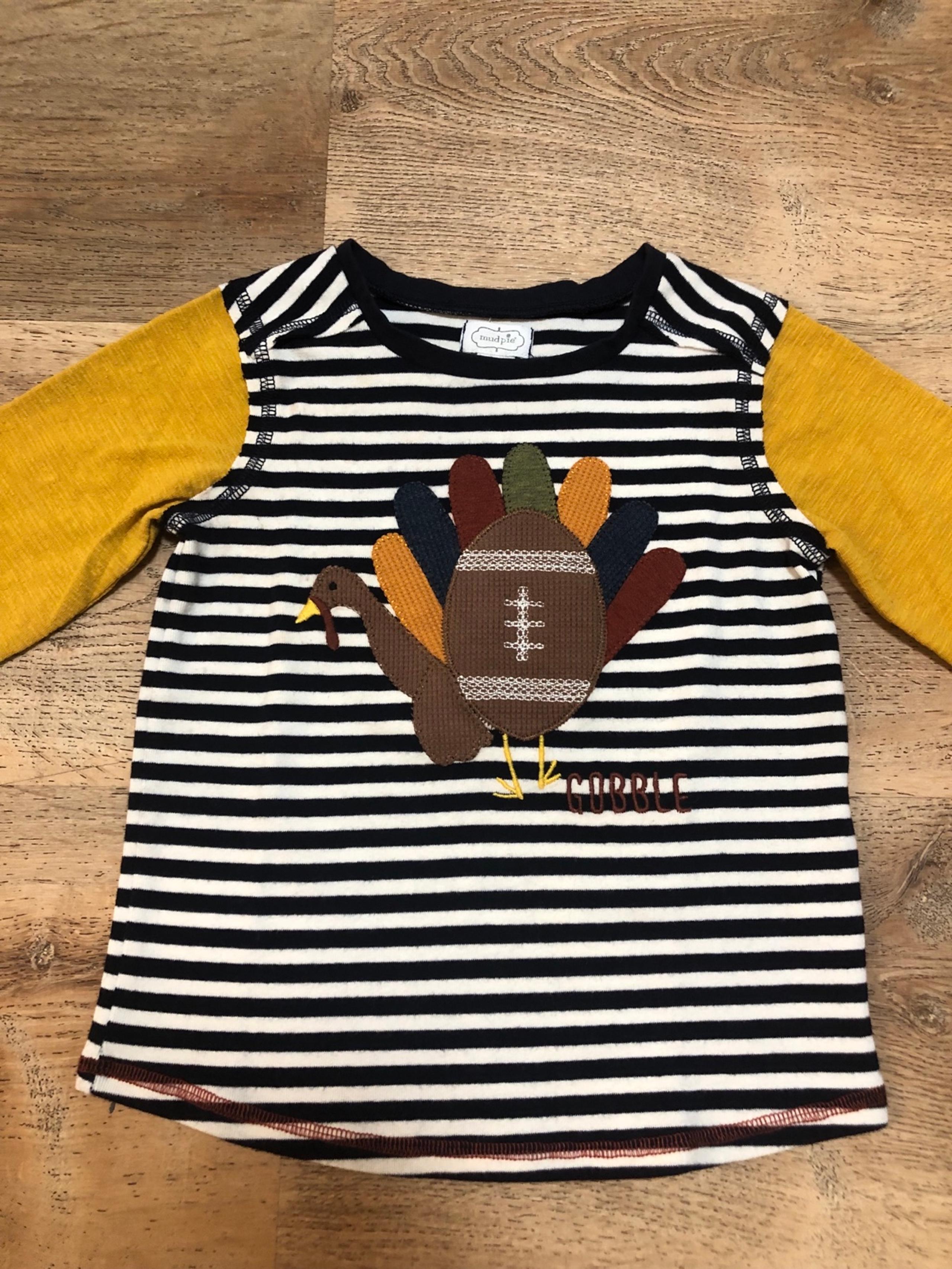 Like New MudPie Thanksgiving turkey long-sleeve top size 2T-3T