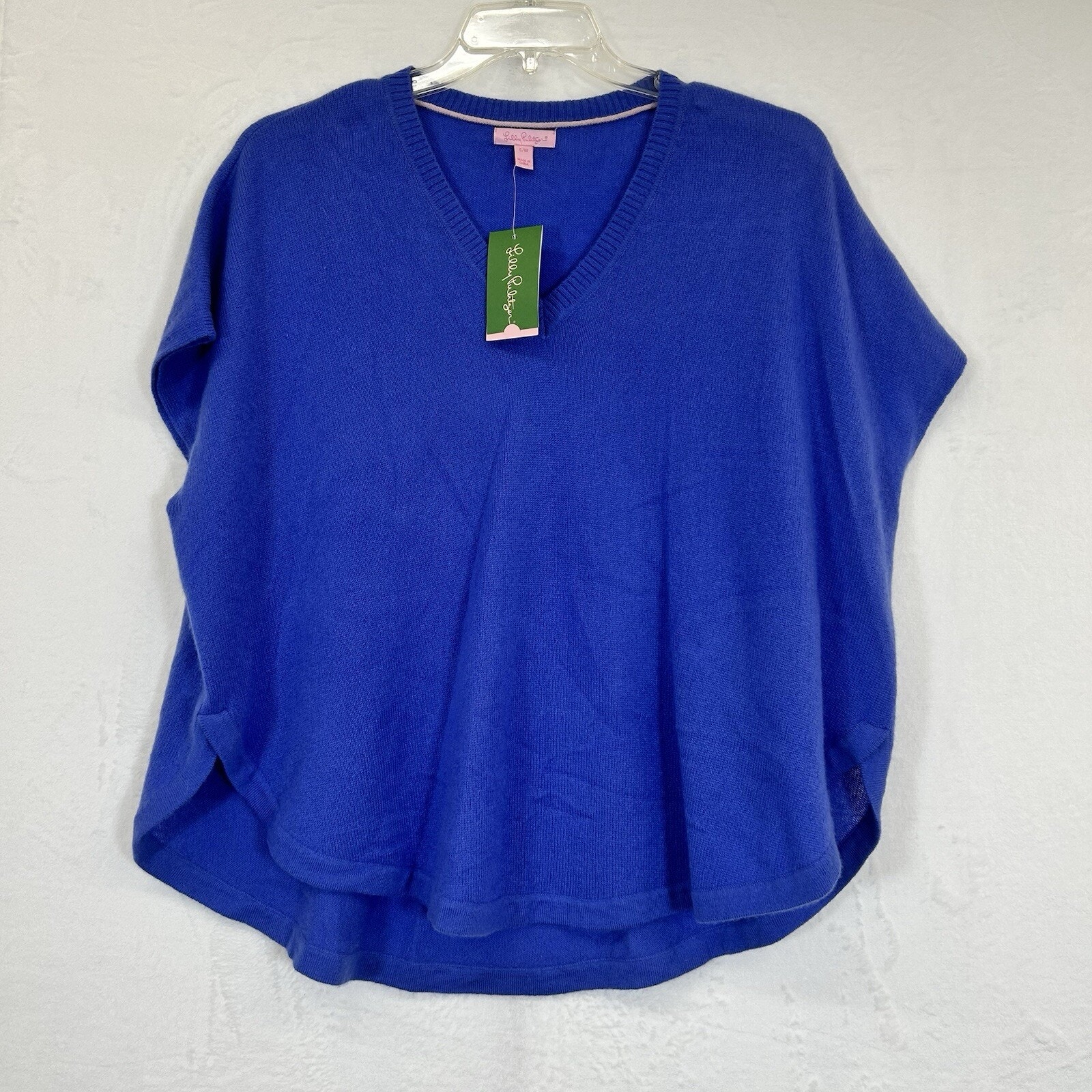 Lilly Pulitzer Size S/M Zoe Cashmere Sweater Poncho Iris Blue NWT 198 Charity