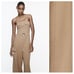 NWT. Zara Camel Belted Cargo Strapless Jumpsuit. Size L.