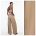 NWT. Zara Camel Belted Cargo Strapless Jumpsuit. Size L.