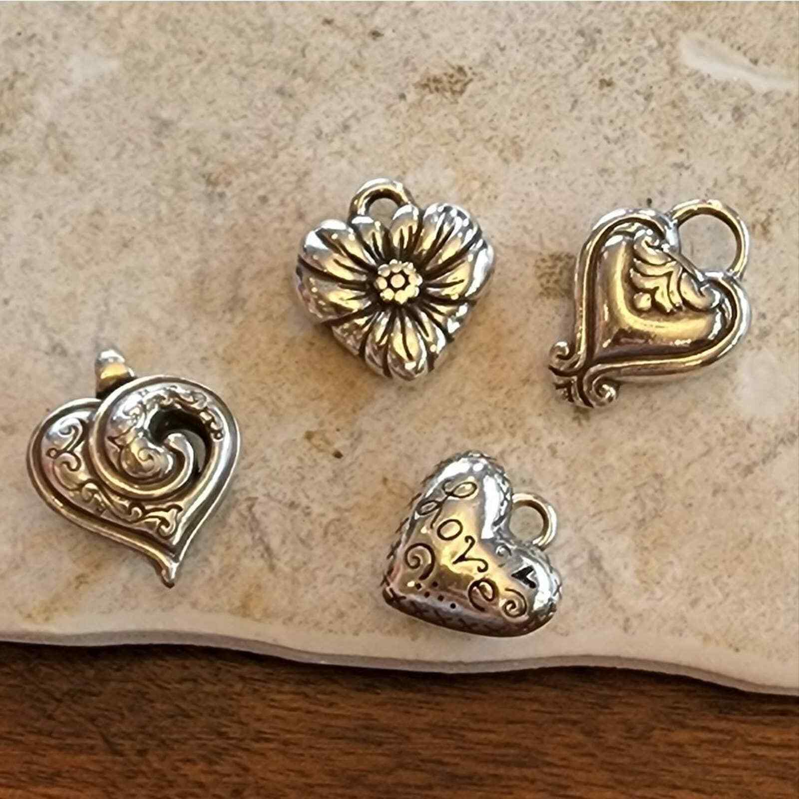 BRIGHTON puffed flower love and heart charms lot bundle set