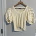 Sea New York Cream Pointelle Puff Sleeve Blouse Top Small
