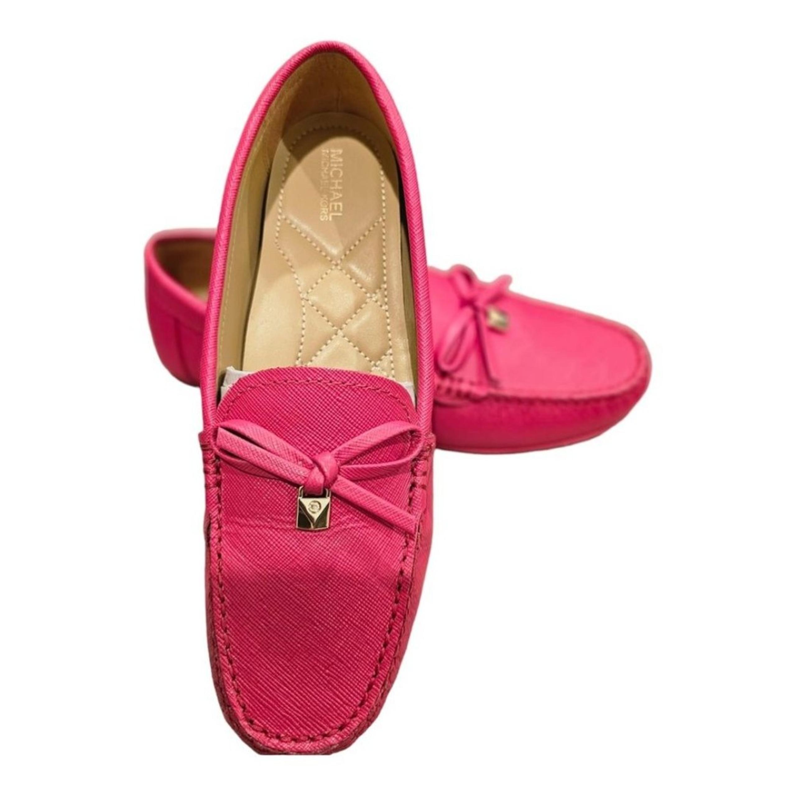 Michael Kors Size 5.5 Juliette Pink Leather Driver Moccasins Comfort Shorts