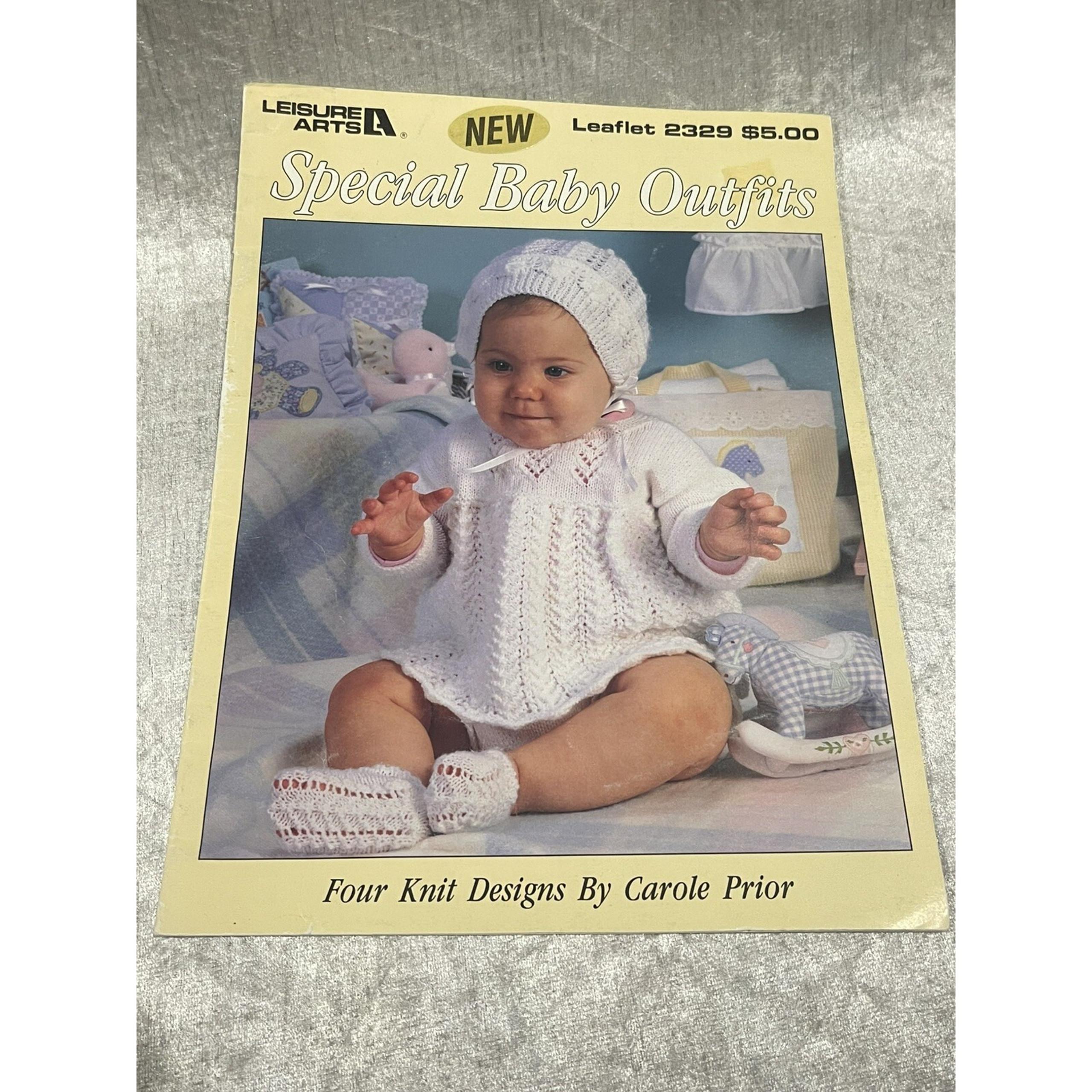 Special Baby Outfits To Knit 4 Designs By Carole Prior Leisure Arts #2329 1992