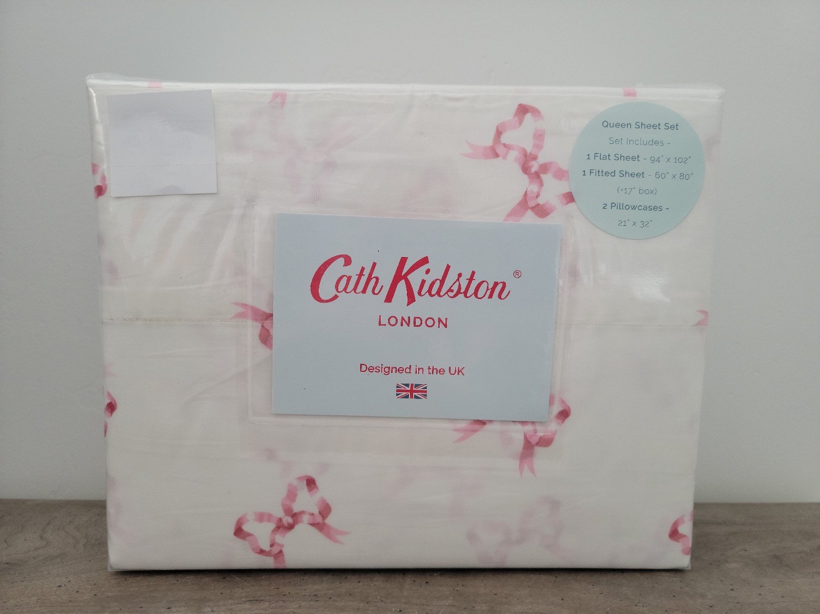 Cath Kidston London Queen Pink Bow Sheet Set
