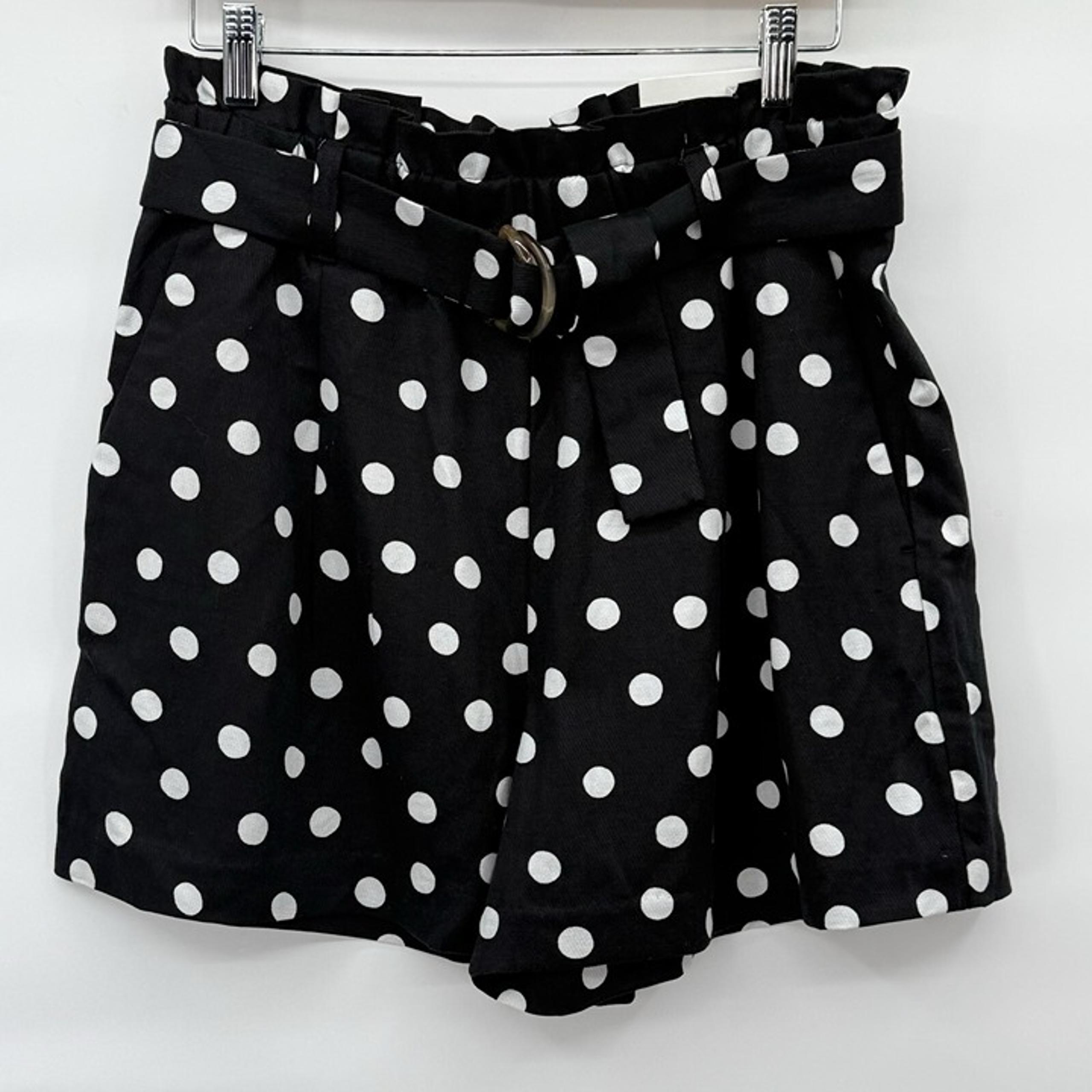 Ann Taylor Black Polka Dot Shorts High Waist Belted Pockets Medium NWT