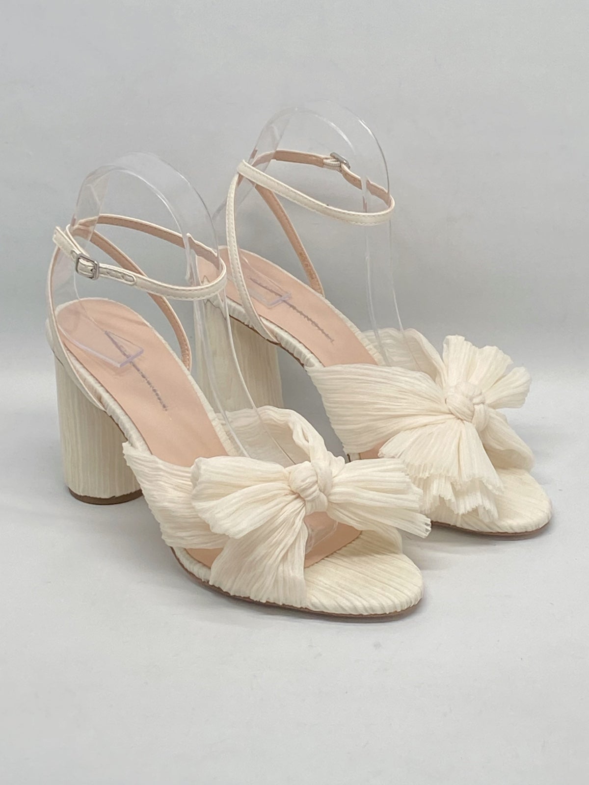 Loeffler Randall Camellia Pearl Pleated Bow Heel Sandals size 8.5