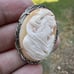 Antique Carved Shell Cameo Pendant Italy 800 Fine Silver 6.7g Marcasite 1.5