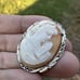 Antique Carved Shell Cameo Pendant Italy 800 Fine Silver 6.7g Marcasite 1.5