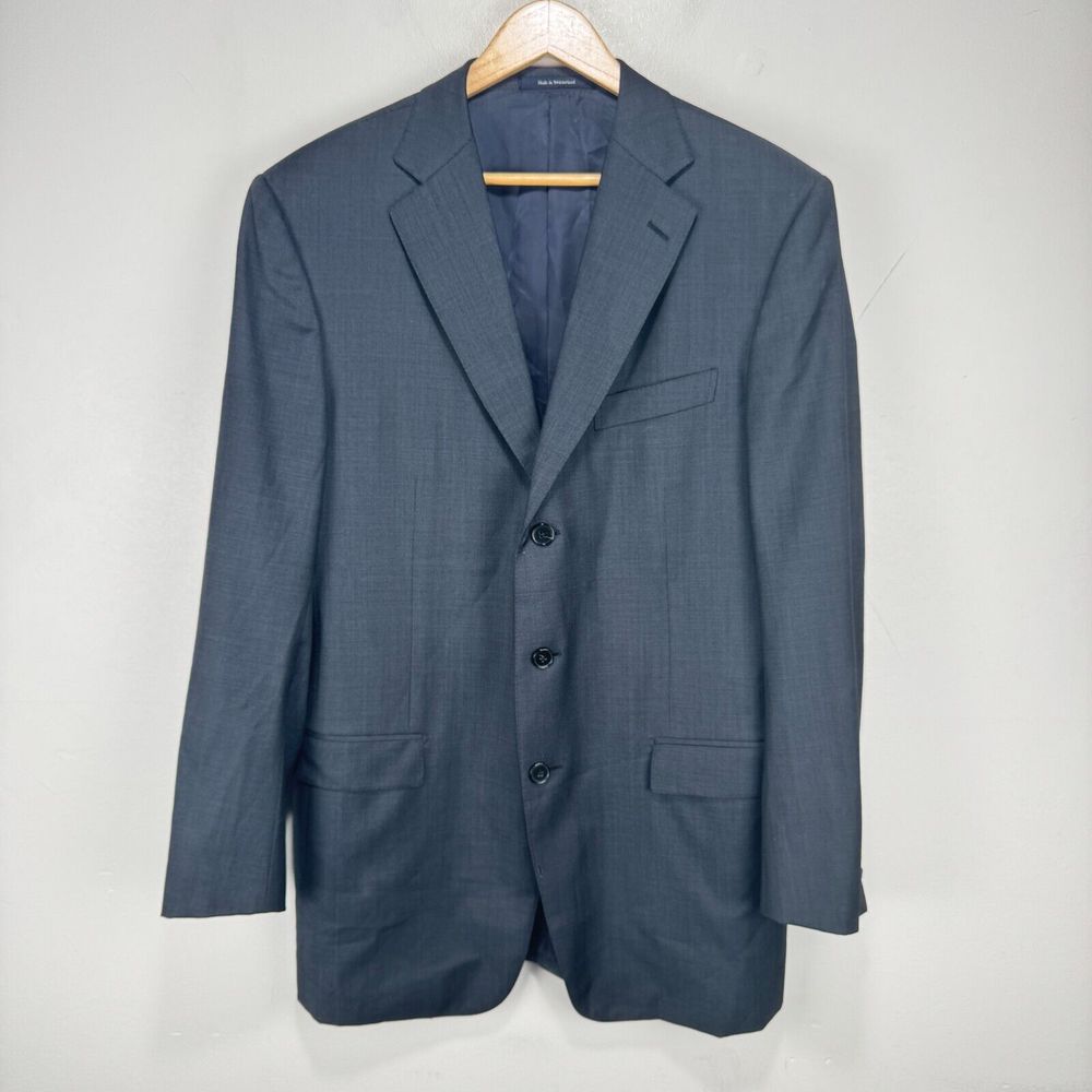 Ermenegildo Zegna Roma Sport Coat Jacket Men 42L Gray 100% Wool Lined *FLAW