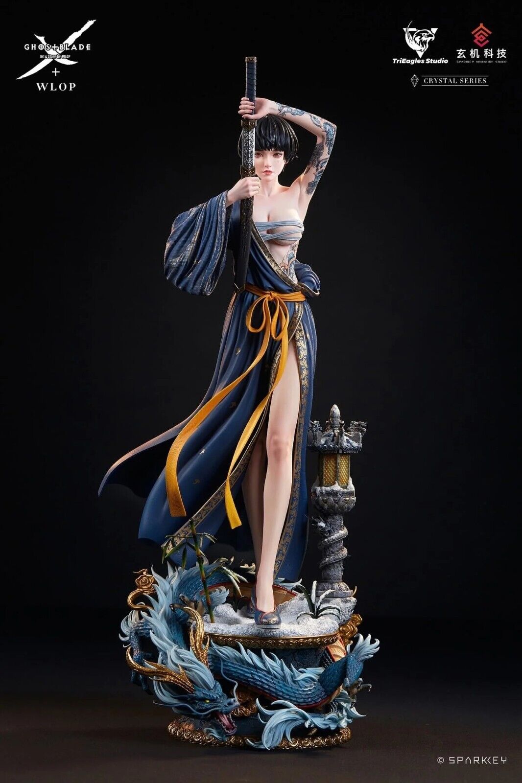 WLOP TriEagles JADE Ghost Blade 1/4 Size Figure Resin Statue - Navy Blue