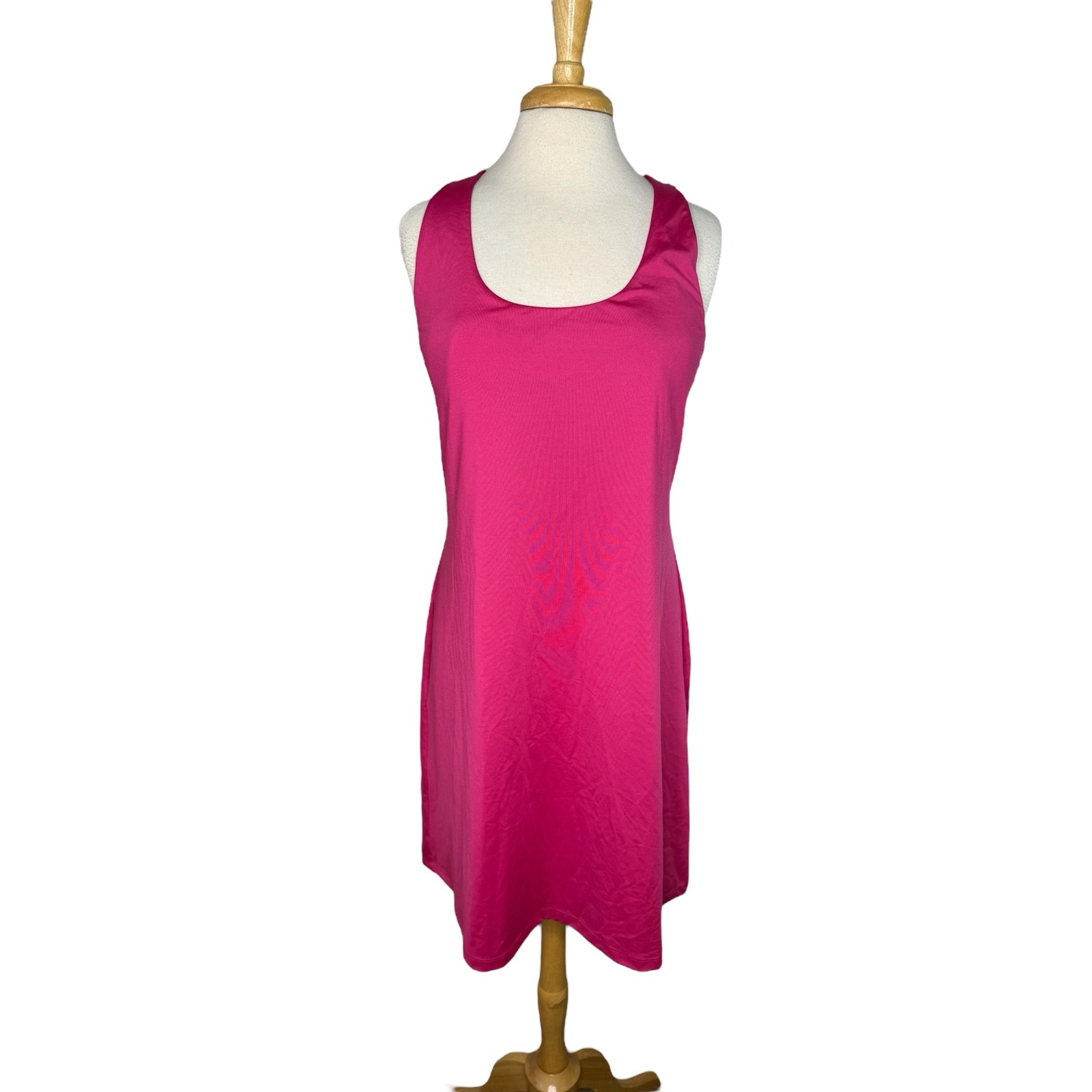 ATHLETA Bright Pink Swim Travel Dress Size XL Padded Bra Top Quick Dry Fabric