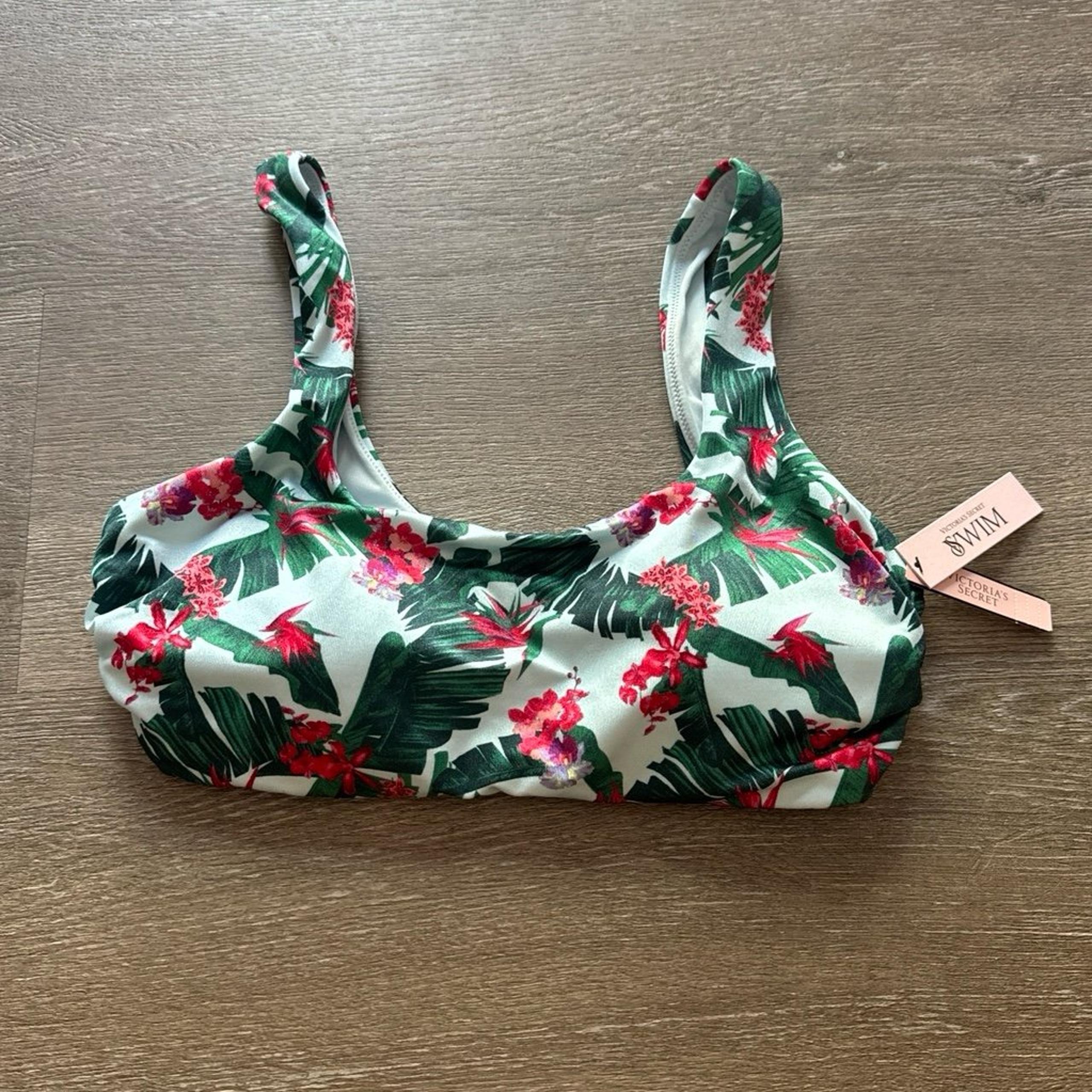 New Victoria's Secret Swim Mix&Match Swimwear Bikini Top White Tropical print M