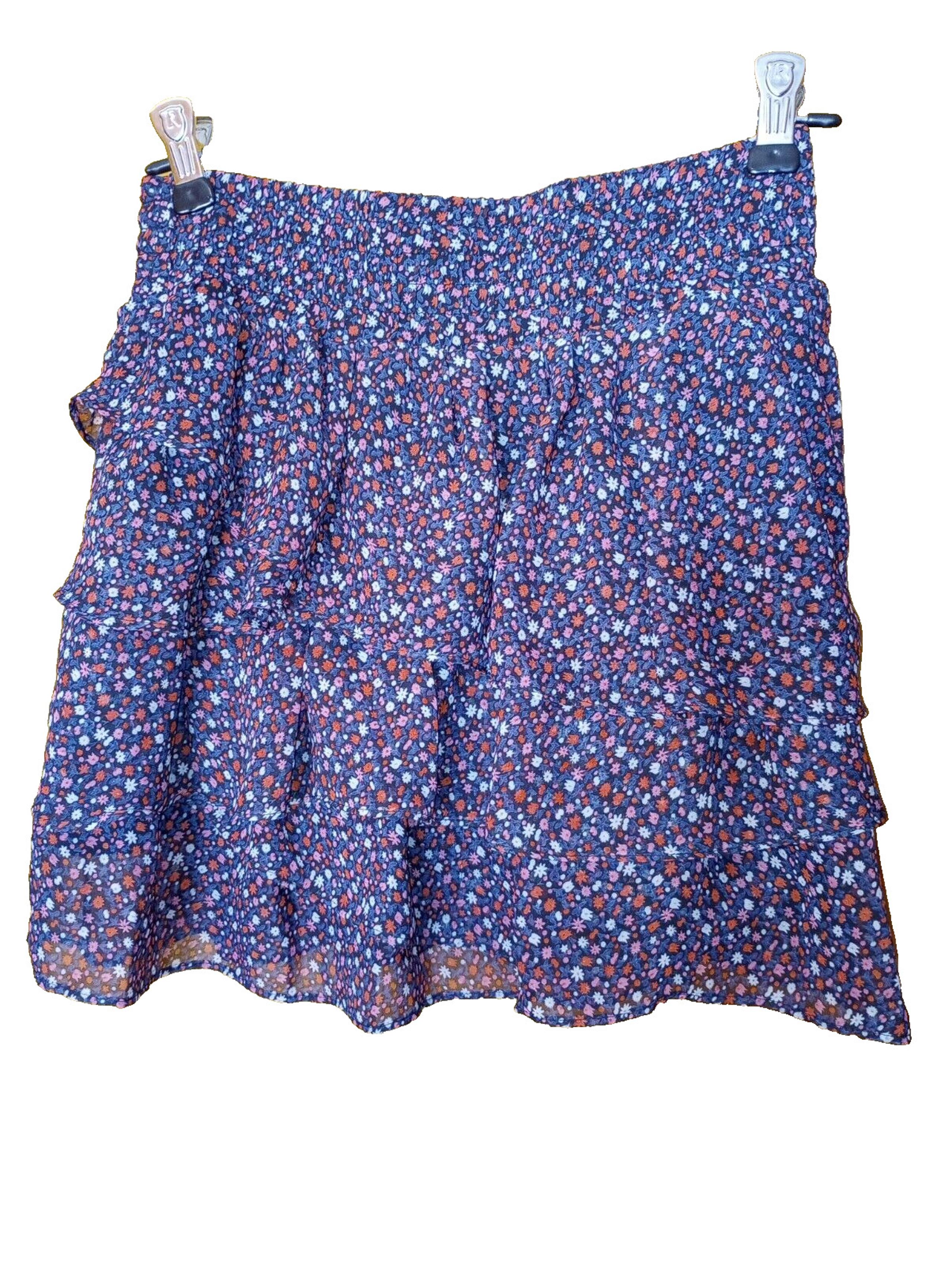 American Eagle Outfitters Y2K Small Ruffle Mini Skirt 13.5" long floral layered