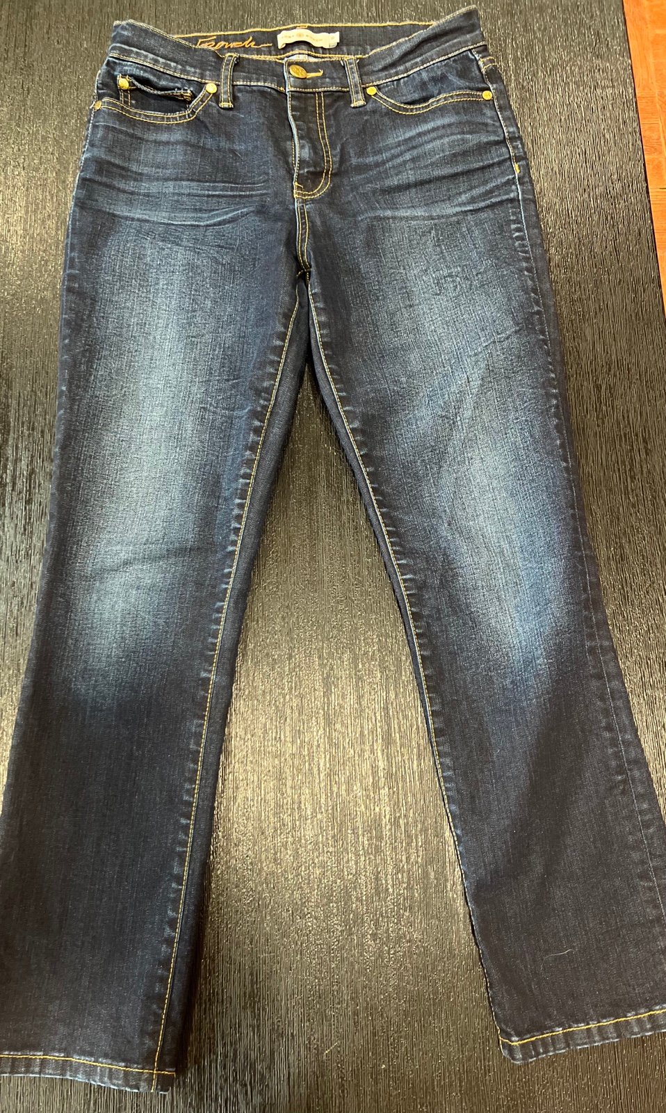 Tory Burch Cropped Slim Boot Cut Jeans Teal Low Rise Designer Size 23