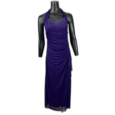 Blondie Nites By Stacy Sklar Purple Dress Sweetheart Halter Women's 9 Vtg 90's