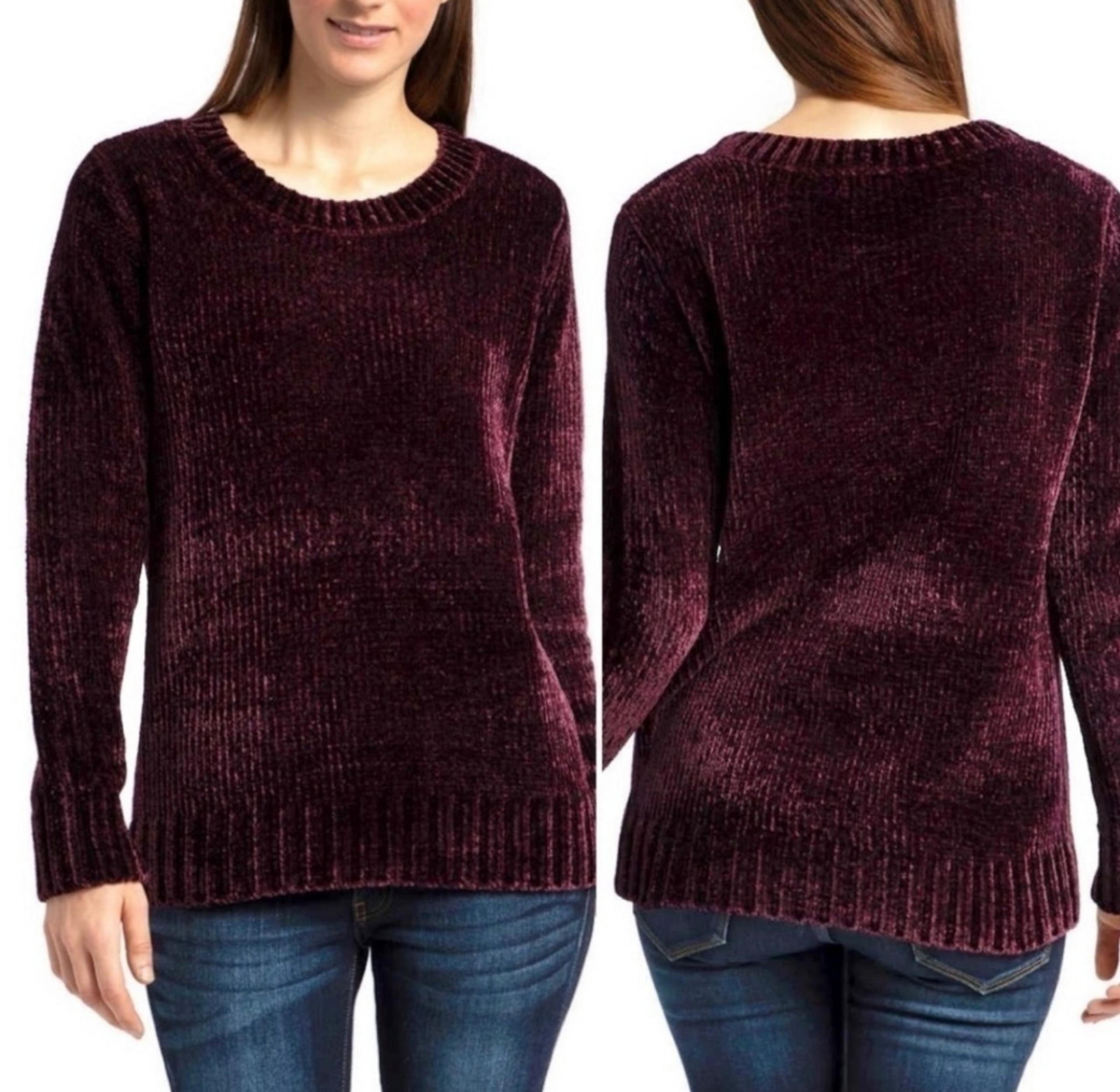 Women's Orvis Purple Chenille Crew Neck Sweater Size Medium
